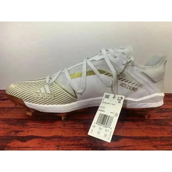 NWT Men’s Adidas Baseball Cleats Adizero Afterburner 7 White Gold Size 14 main image 4